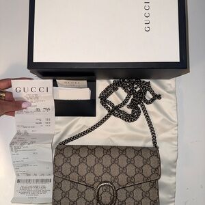 Gucci GG Dionysus wallet on chain bag in beige/ebony